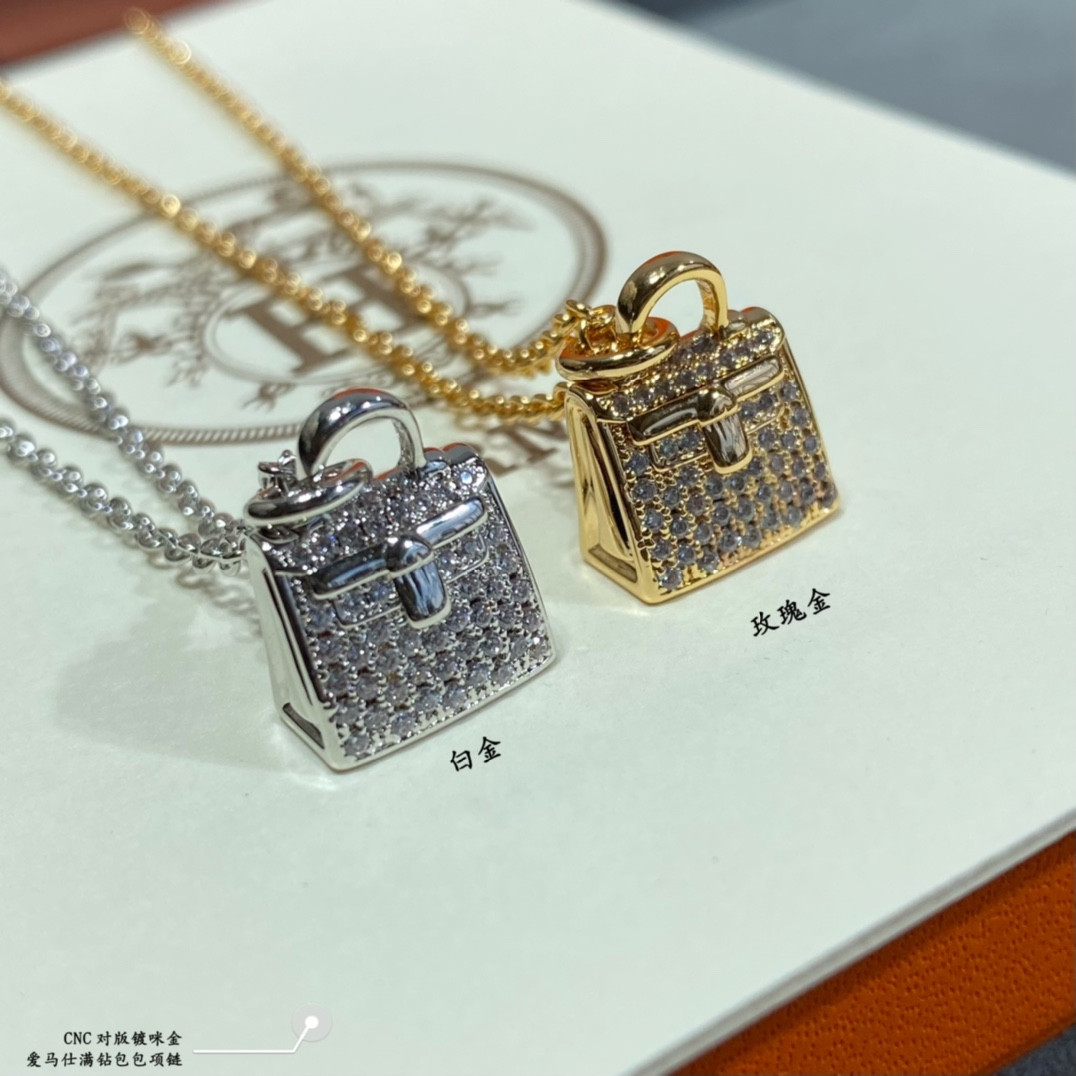 Hermès Fully Diamond-Encrusted Bag Necklace