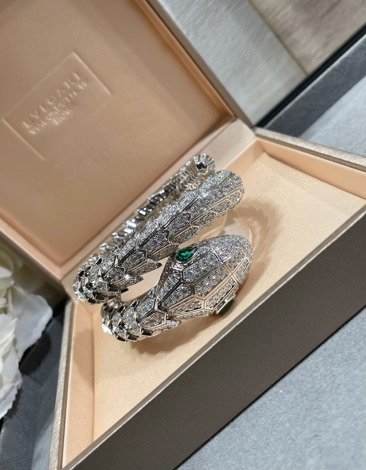 B*l*ai Large three-circle full-diamond snake Bracelet