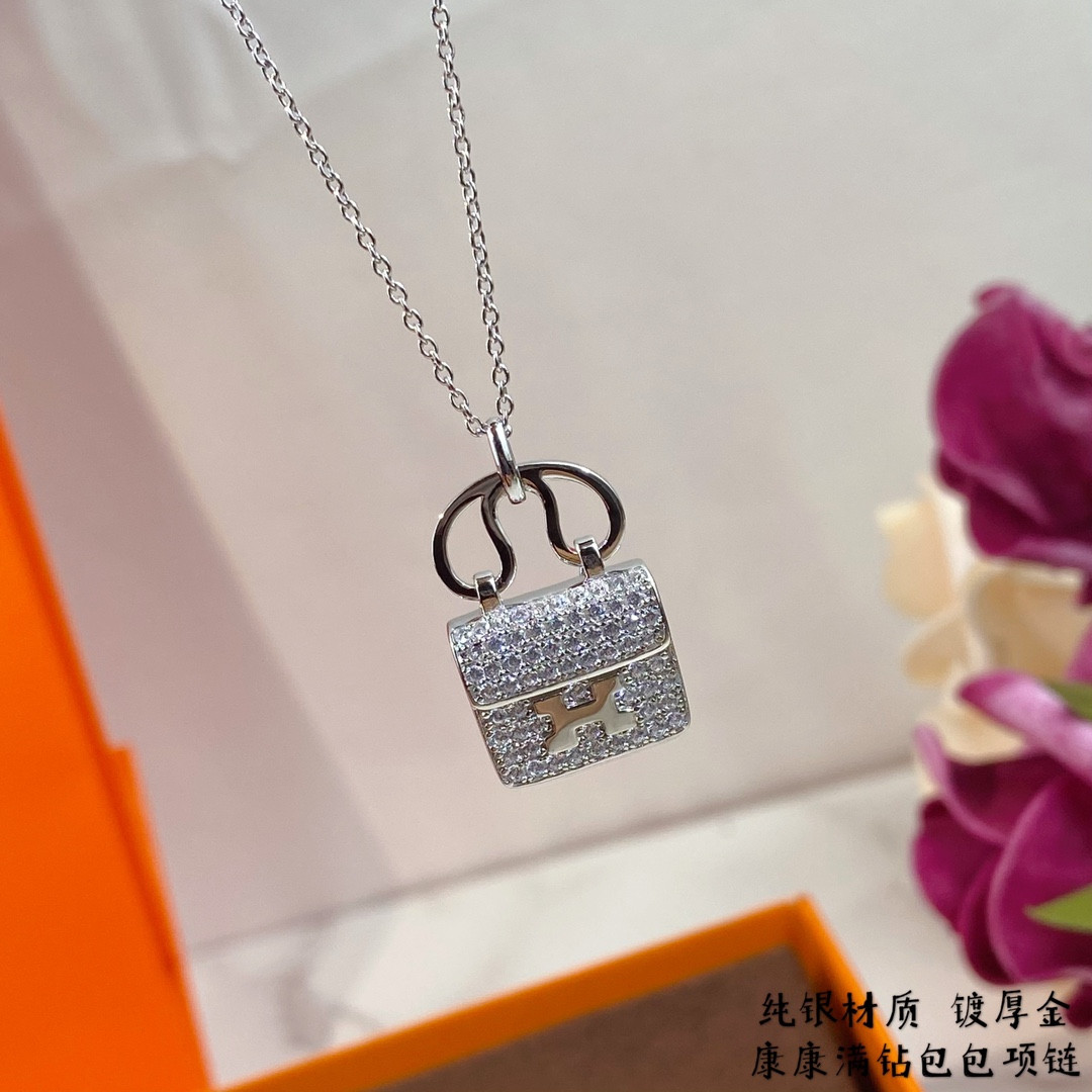 Hermès fully diamond-encrusted H bag Necklace