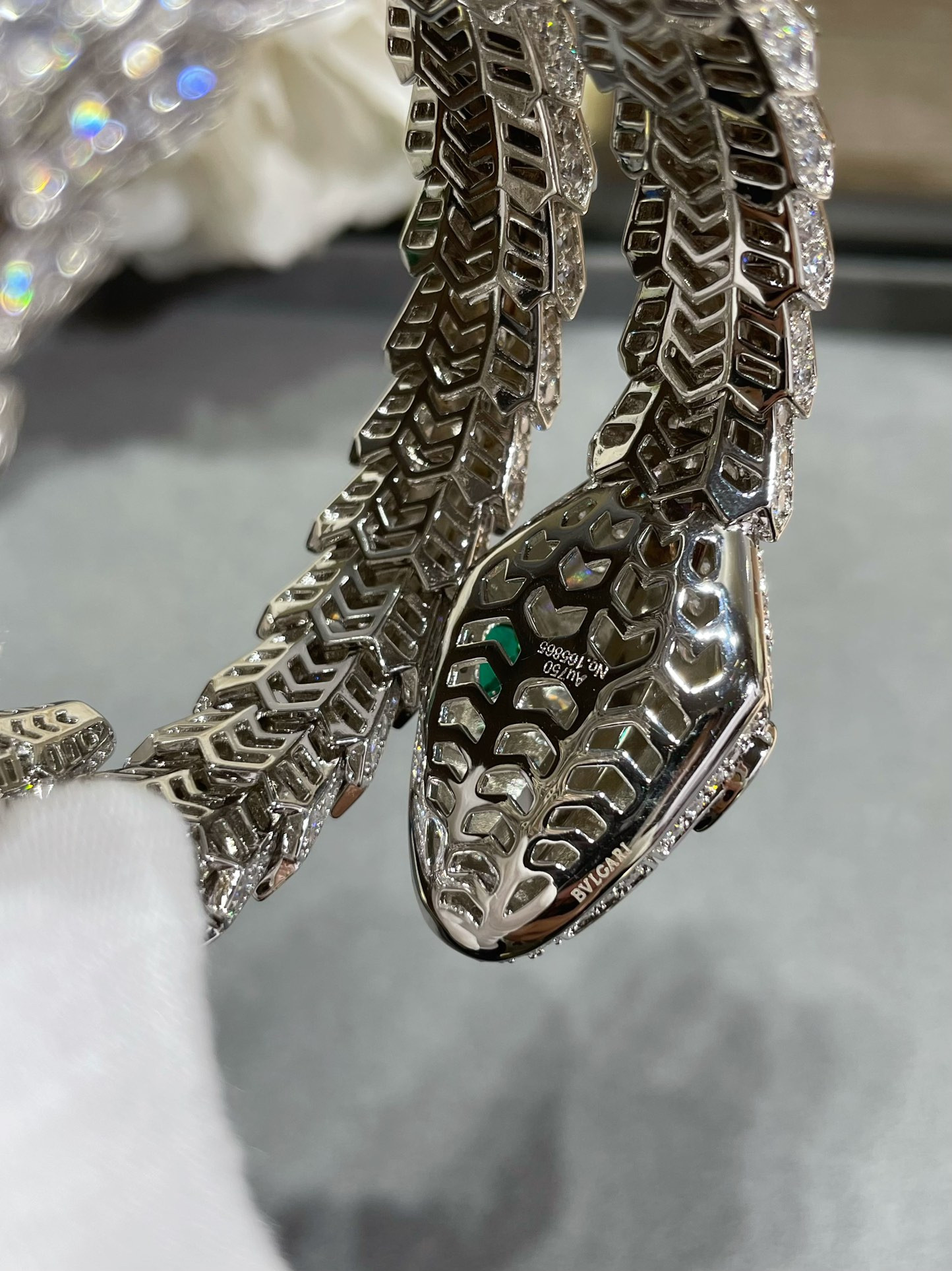 B*l*ai Large three-circle full-diamond snake Bracelet