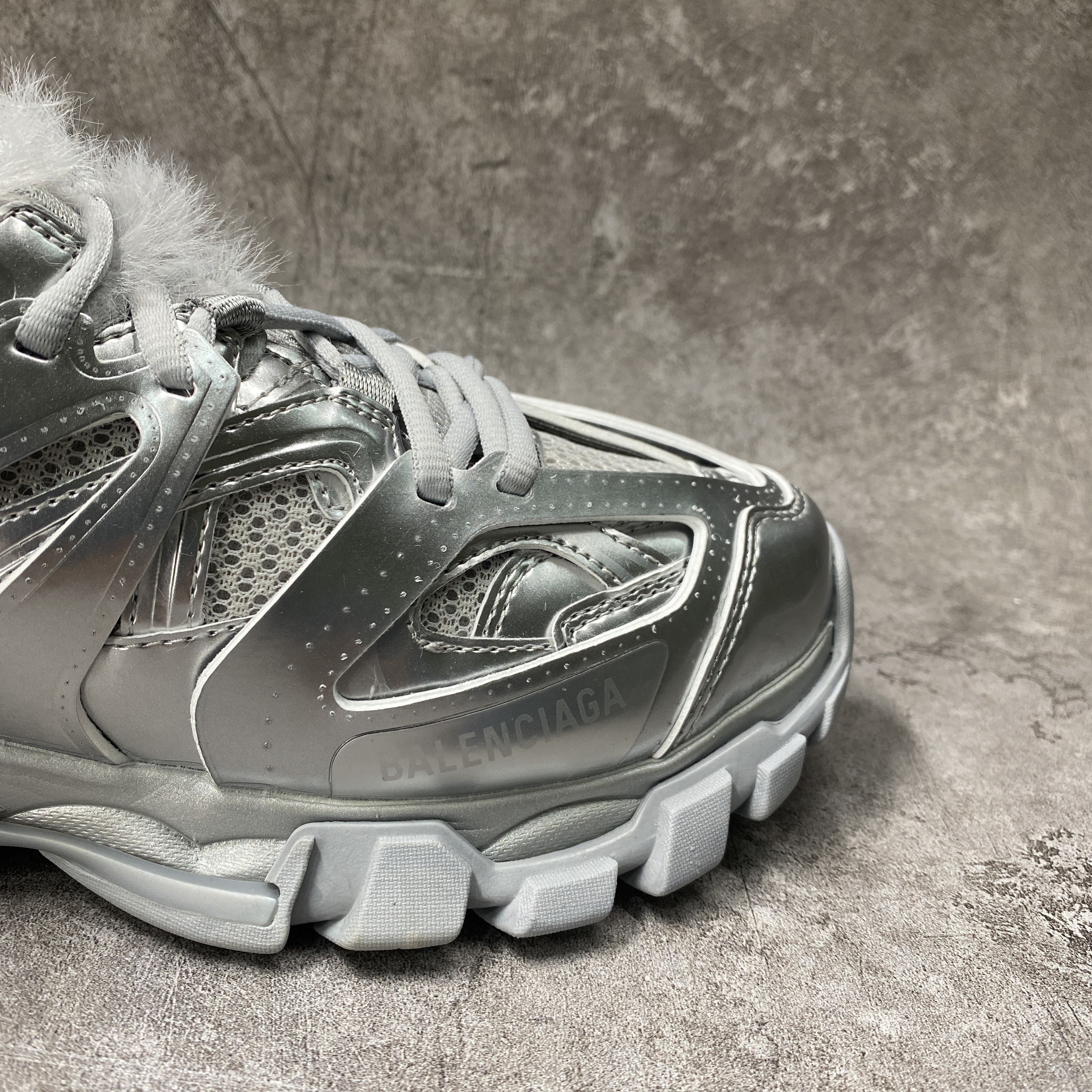 Balenciga Track Sneaker Silver Fur