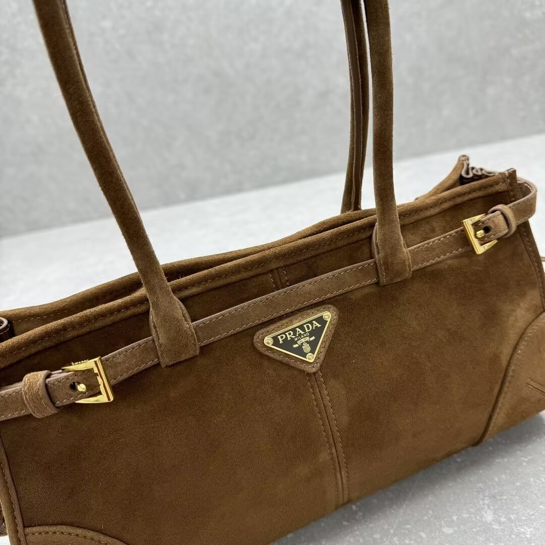 Pra*a Bonnie Medium Suede Handbag 32x15.5x12cm