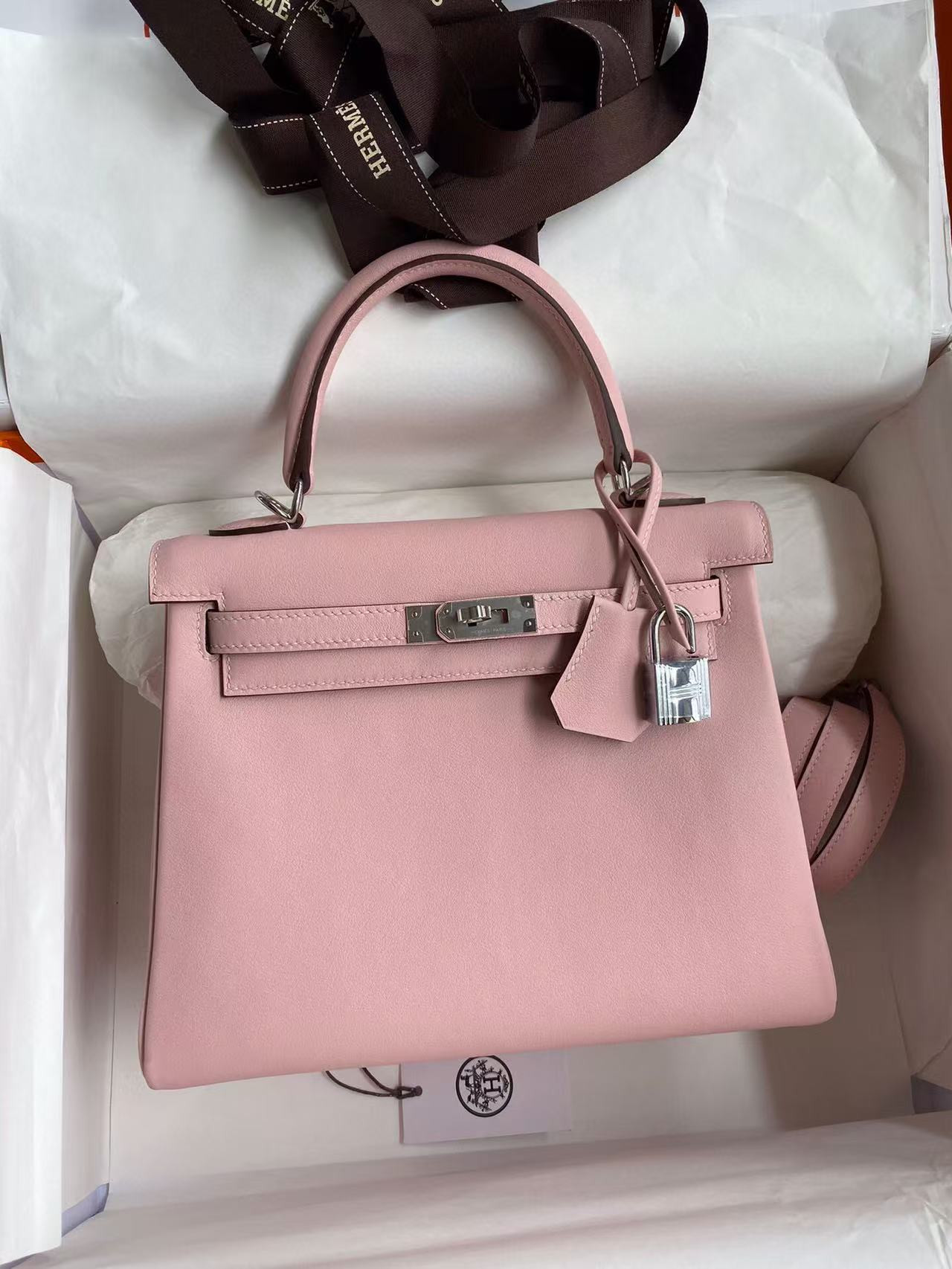 HERMÈS Kelly Silver-tone Hardware swift 25 28 (Customized, about 20days, no return no exchange)