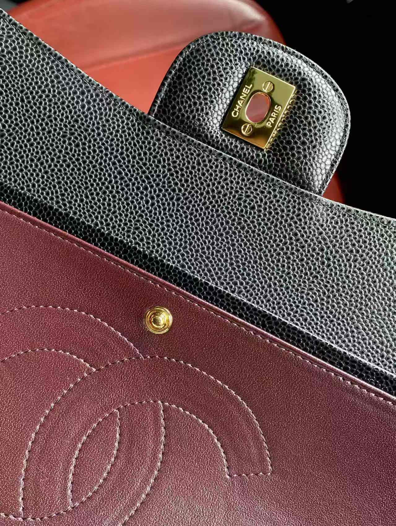 Ch*el Classic Flap Jumbo 30cm CF Black Gold 19.5x30x10cm