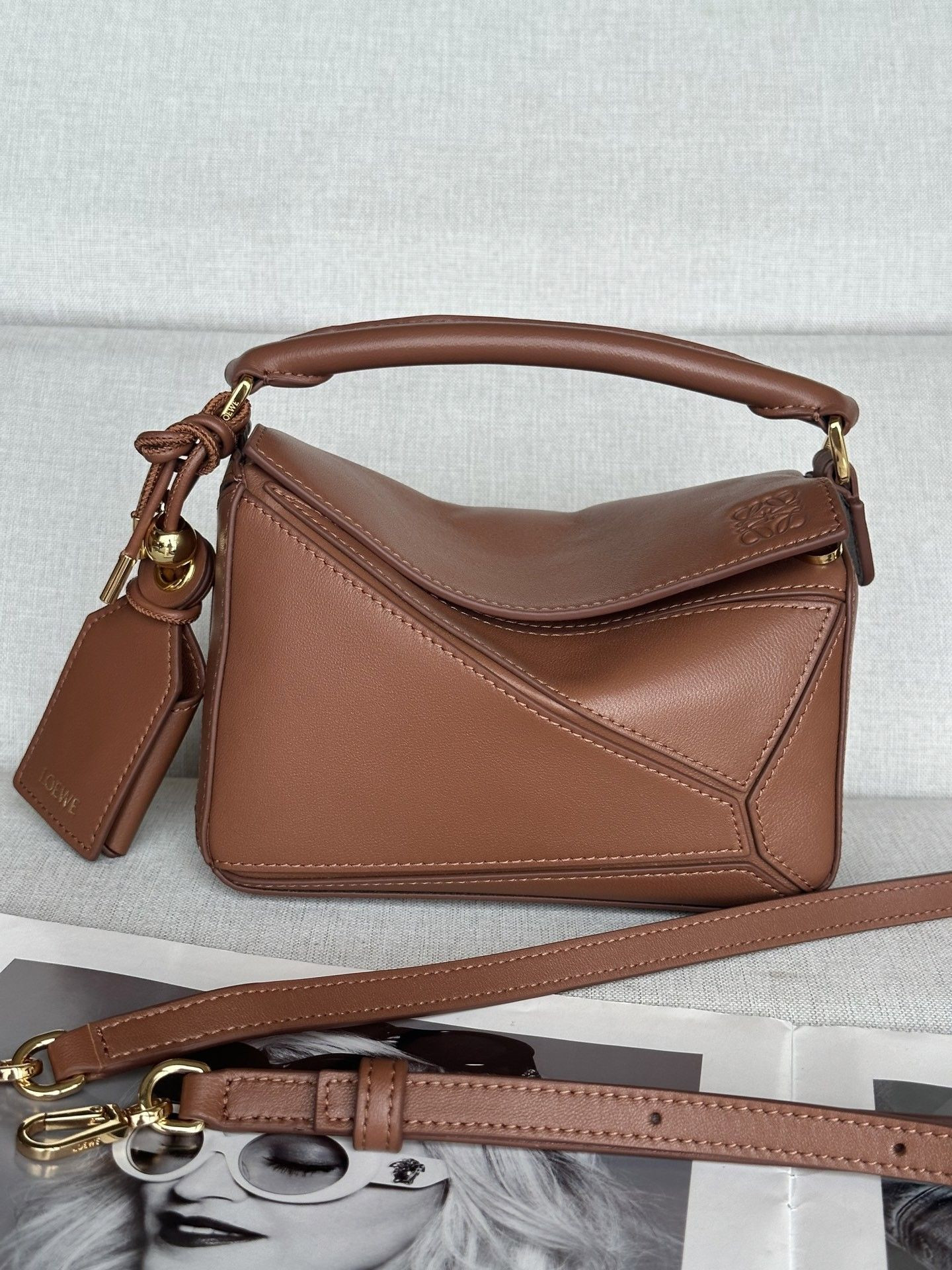 L0ew* Mini Featherlight Puzzle Bag Nappa Lambskin 18x12.5x8cm