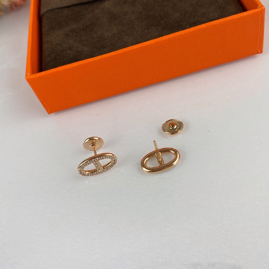Hermès Fully Diamond-Encrusted  H Stud Earrings