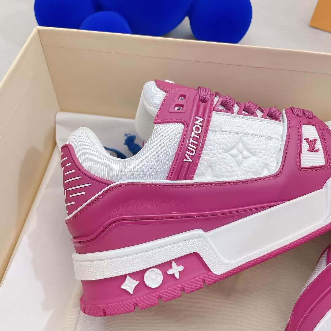 UA L0*is V*t0n LV Trainer Low White Fuchsia