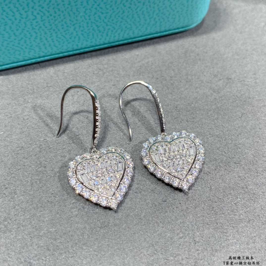 T*f*ny & Co. Trapezoid Heart Drop Earrings Ag925