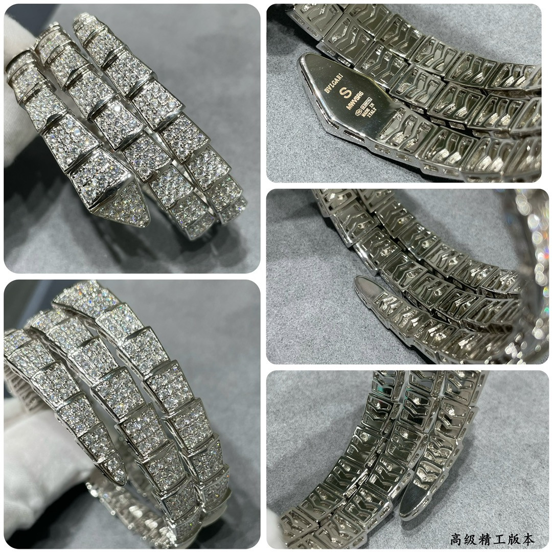 B*l*ai Wide version three circles full diamond snake Bracelet