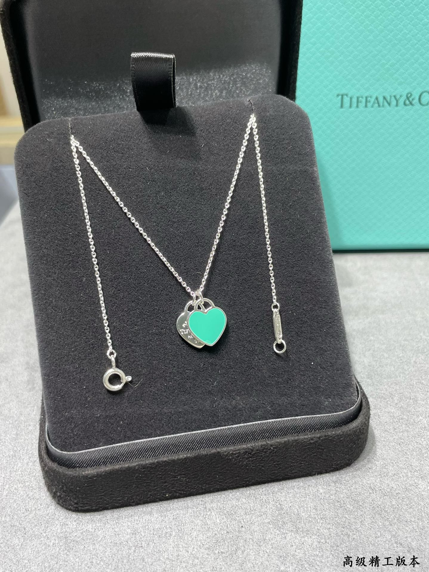 T*f*ny & Co. Double Heart Enamel Pendant Necklace Ag925
