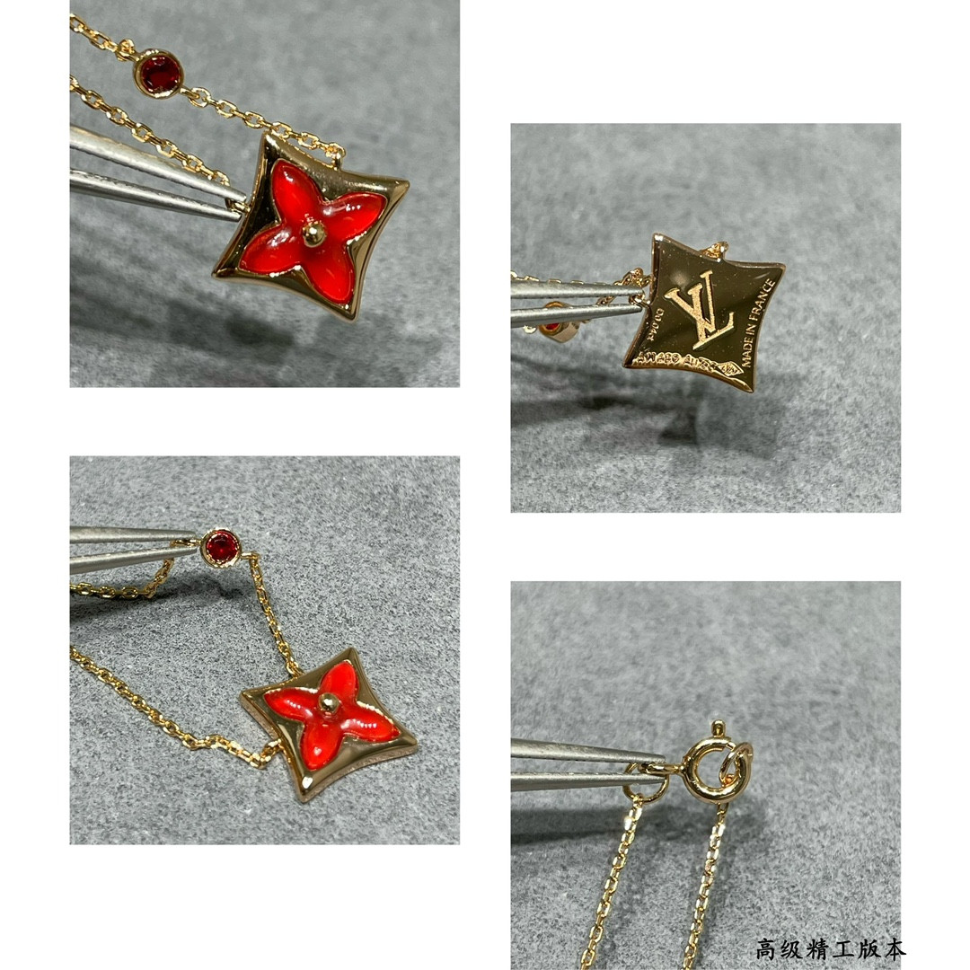 L0*is V*t0n Square Red Diamond Mother-of-Pearl Necklace