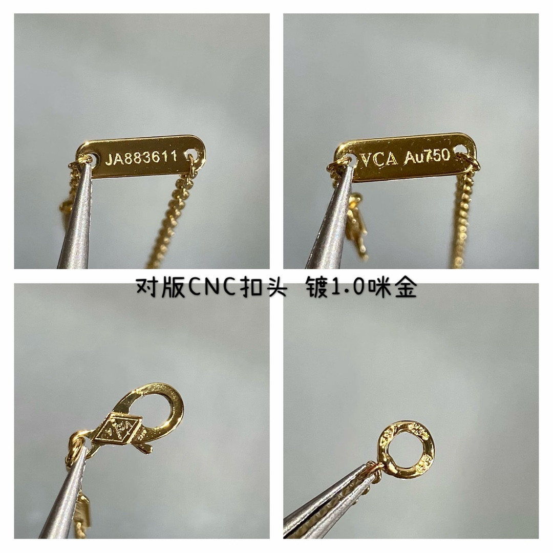 V*N CL*F & Arpels Medium Classic Natural yellow tiger eye four leaf clover Necklace Diameter approx 1.5cm,Chain length approx 40+5cm