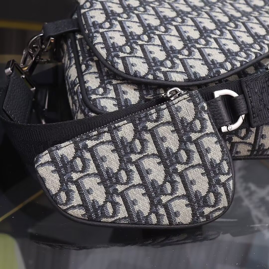 D*0r Saddle Triple Pouch Beige and Black D*0r Oblique Jacquard 18x25x5cm