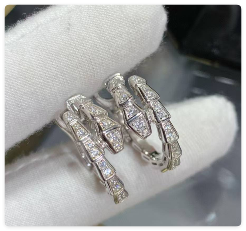 B*l*ai Full-diamond snake Earrings