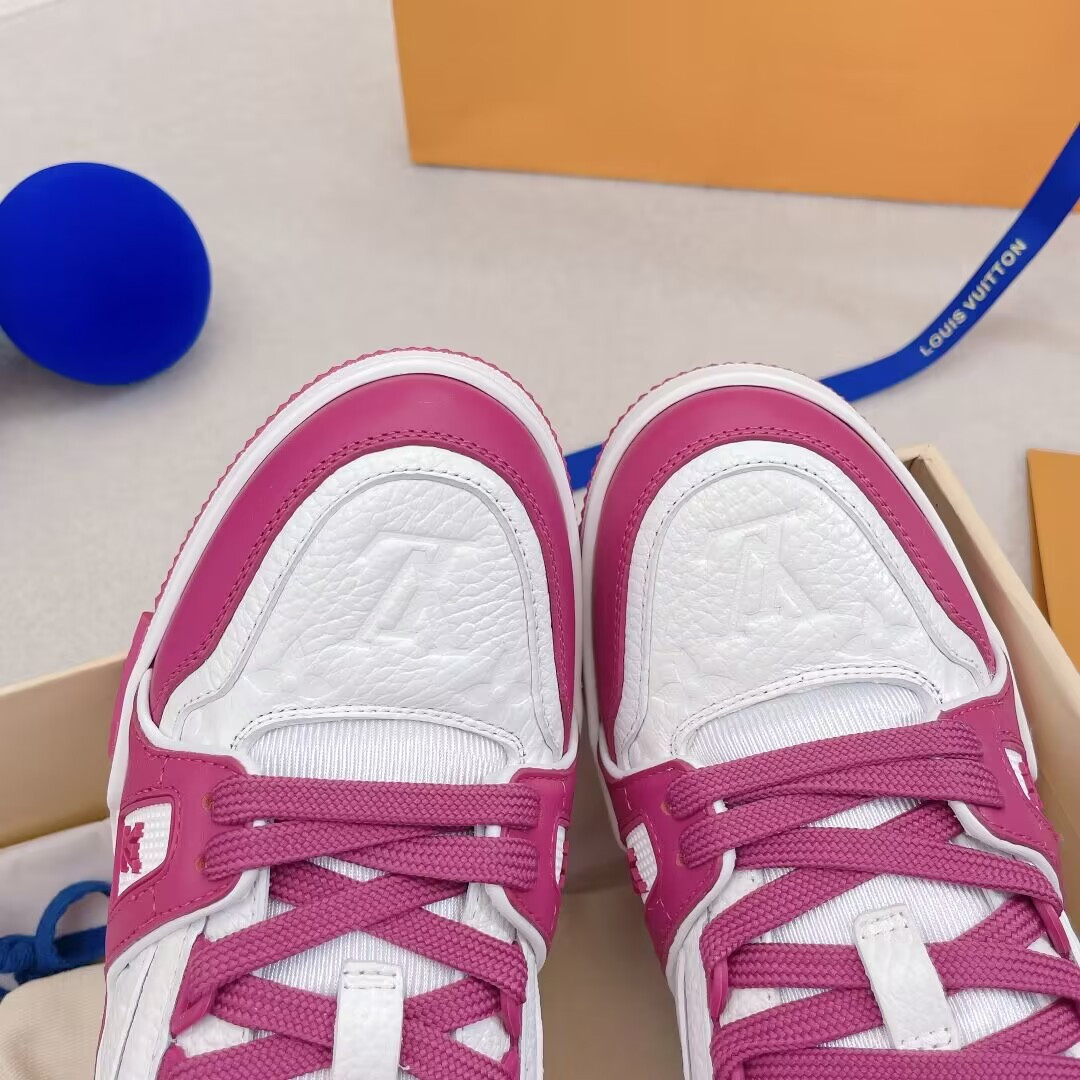UA L0*is V*t0n LV Trainer Low White Fuchsia