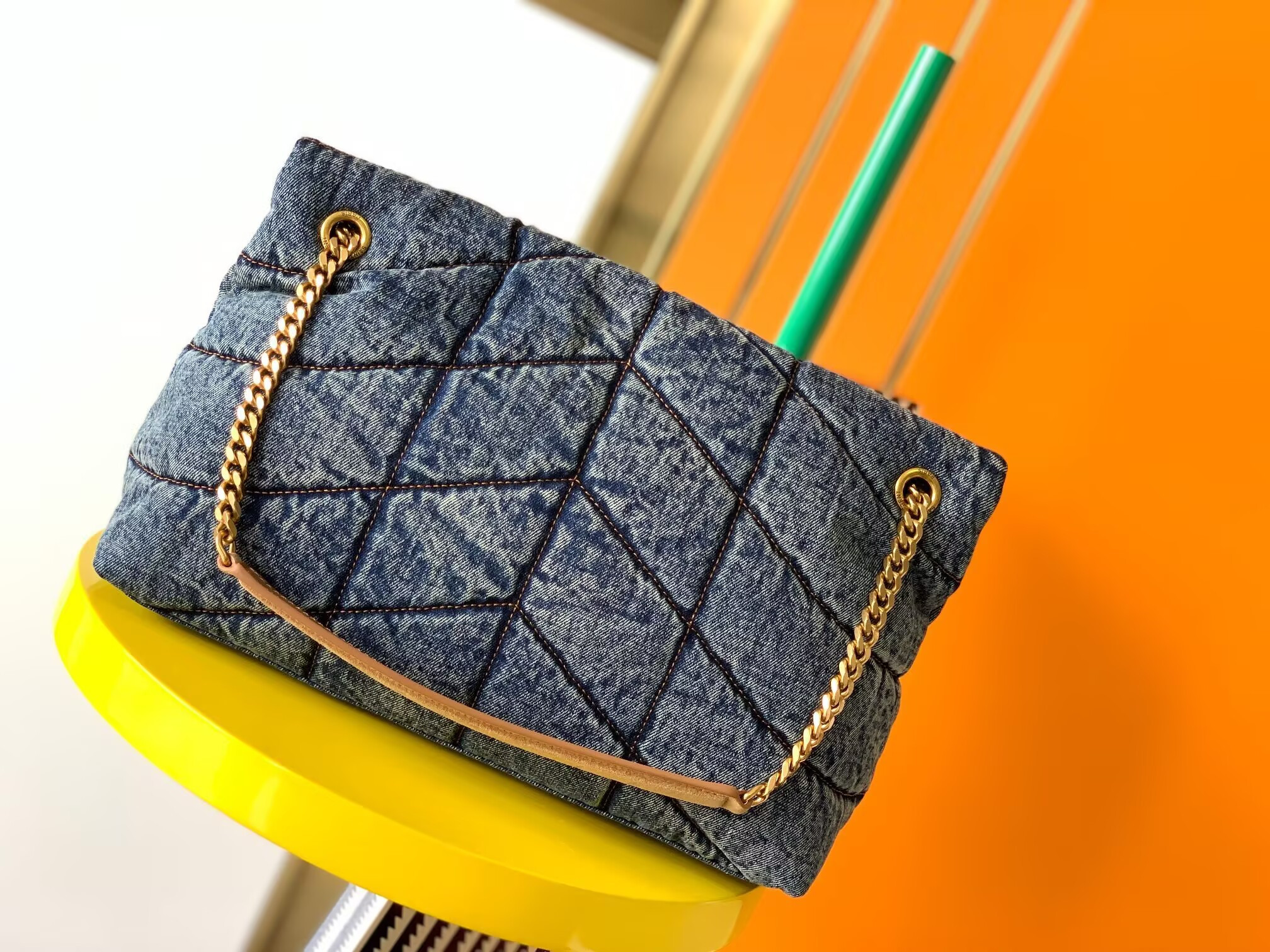 Y*L PUFFER in suede and denim 35x23x13.5cm