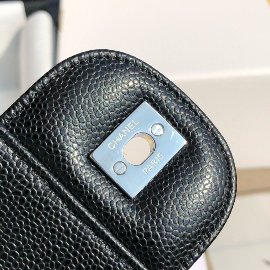 Ch*el Classic Flap Jumbo 30cm CF black Silver  7.6 × 11.7 × 3.9 in