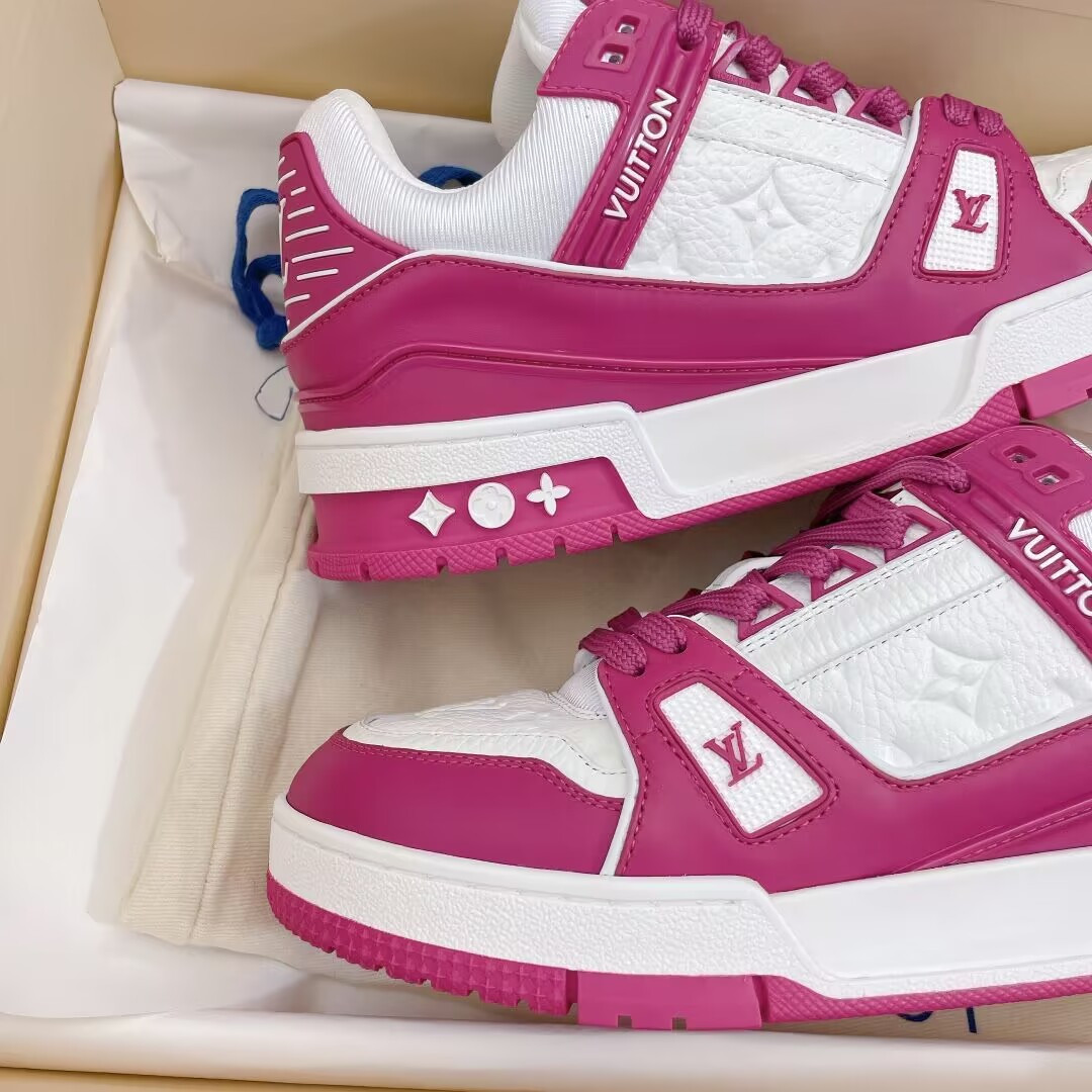 UA L0*is V*t0n LV Trainer Low White Fuchsia