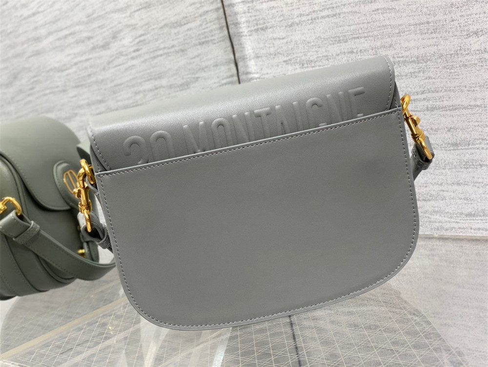 MEDIUM D*0r BOBBY BAG Grey Box Calfskin