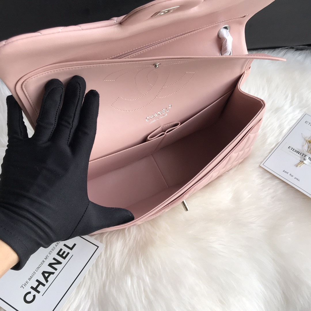 Ch*el CLASSIC FLAP JUMBO 30CM CF PINK SILVER 7.6 × 11.7 × 3.9 in