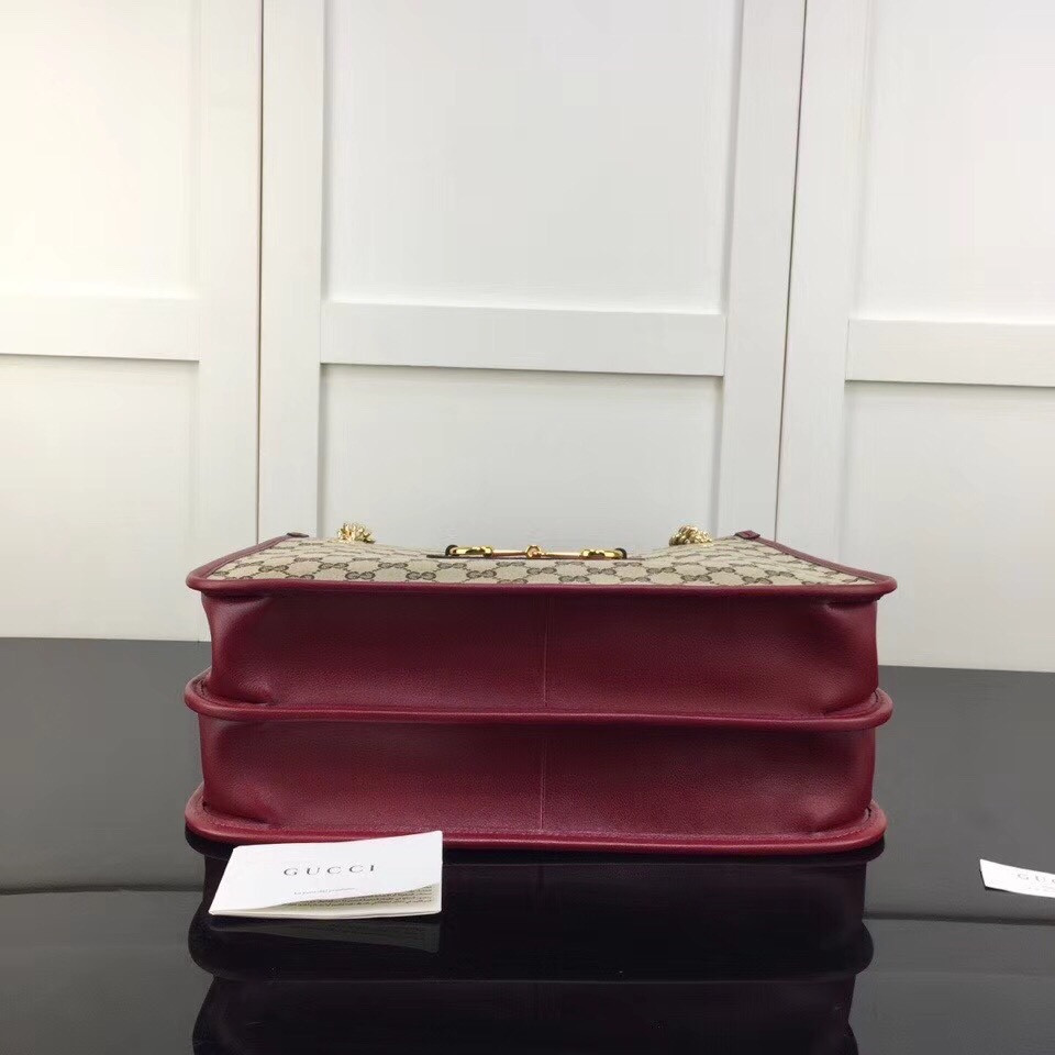 G*u*i GG Unisex G*u*i 1955Horsebit Large Tote Bag-Red 35x27x12cm