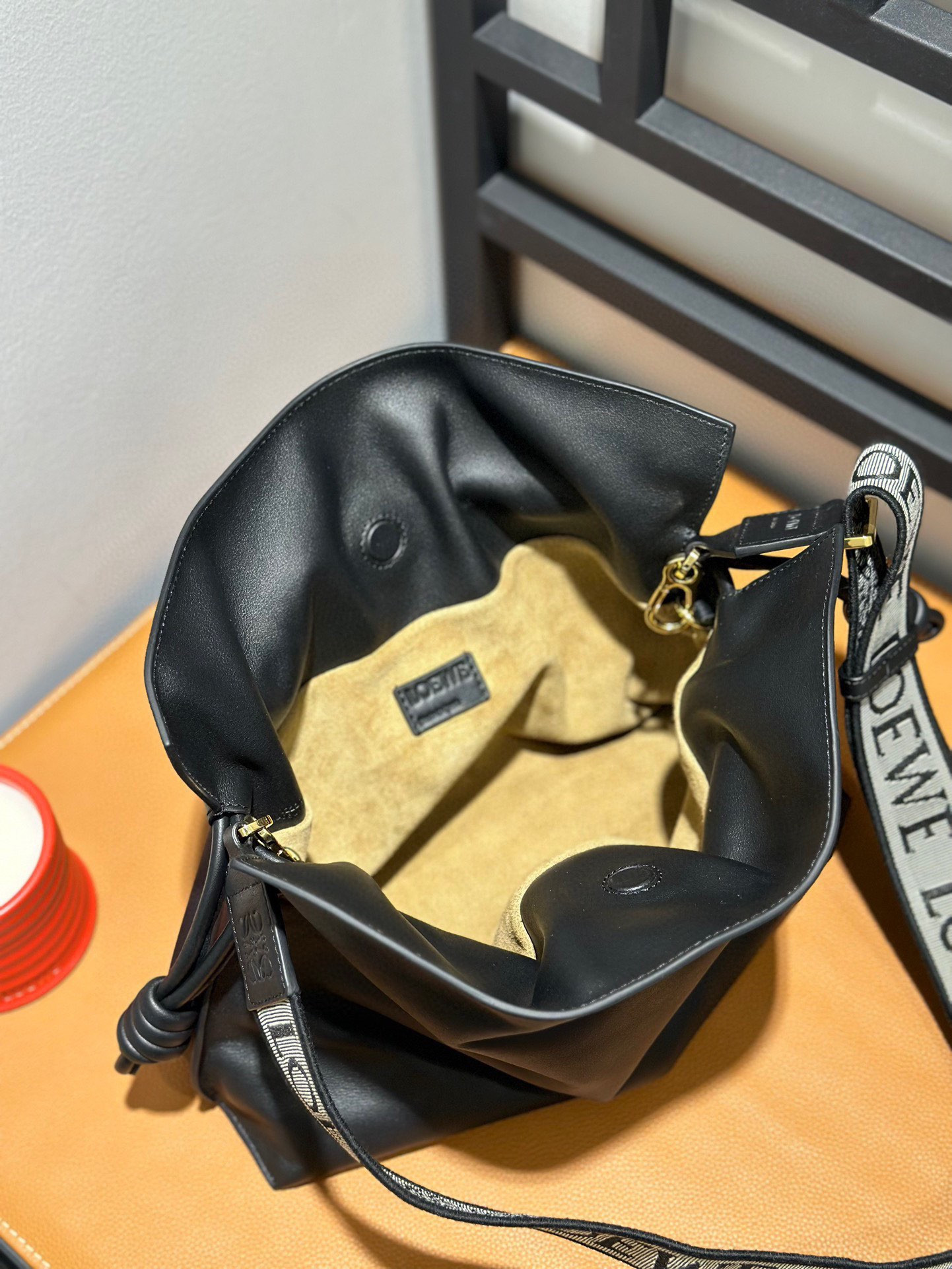 L0ew* Medium Flamenco clutch in nappa calfskin 30x24.5x10.5cm