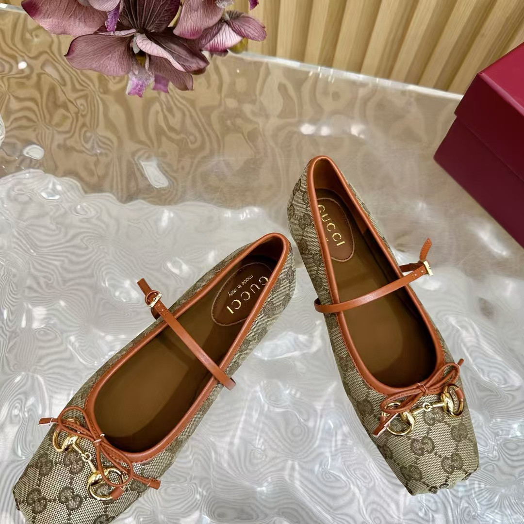 UA G*u*i Horsebit GG canbas Ballet Flats