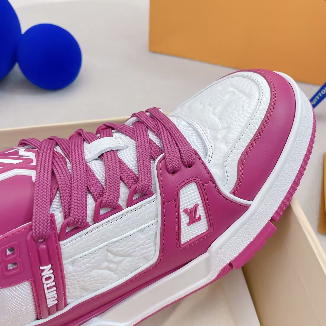 UA L0*is V*t0n LV Trainer Low White Fuchsia