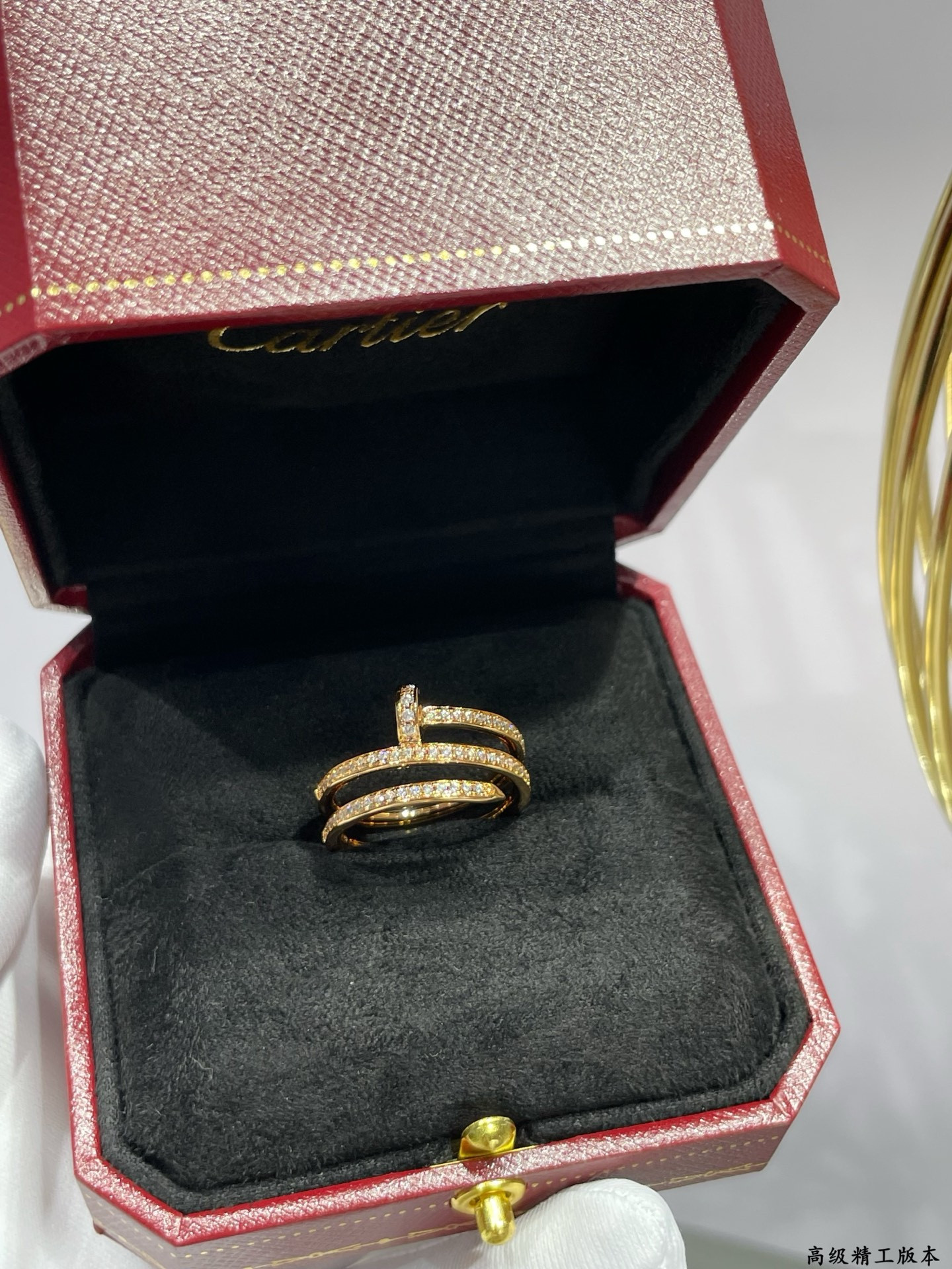 Ca*t*er Three-ring full diamond nail ring