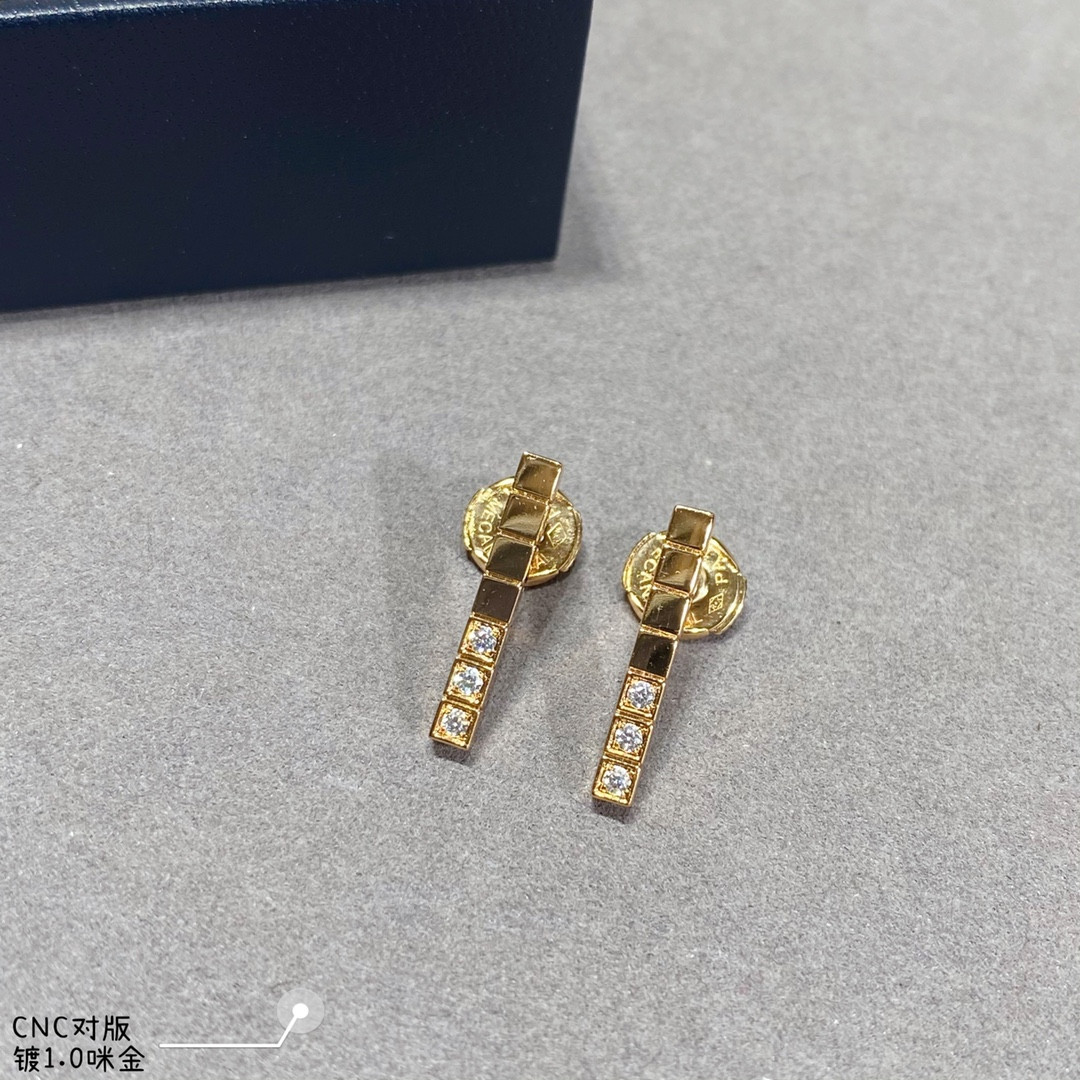 Chopard Long Bar Half Diamond Stud Earrings