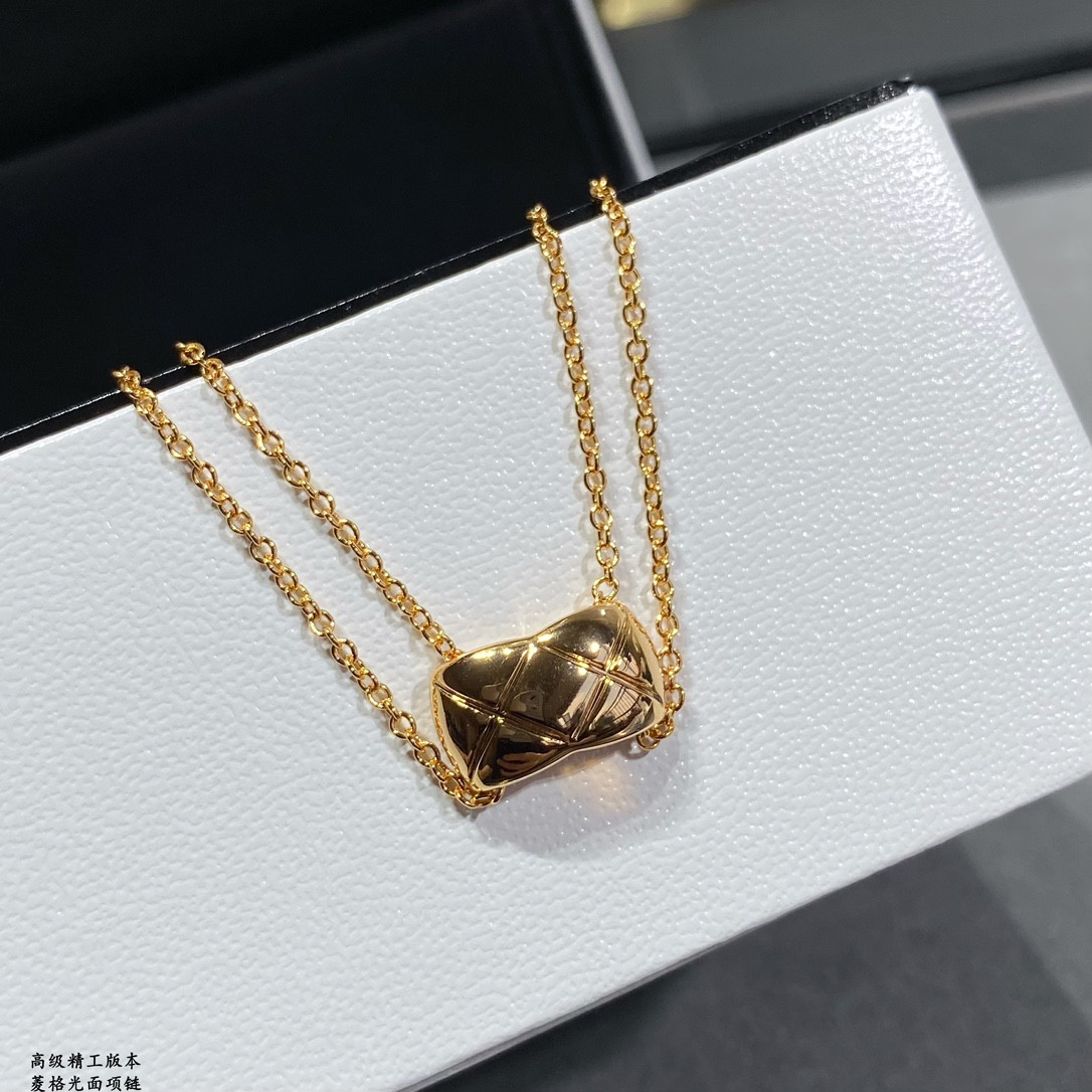 Ch*el Carved diamond polished Necklace