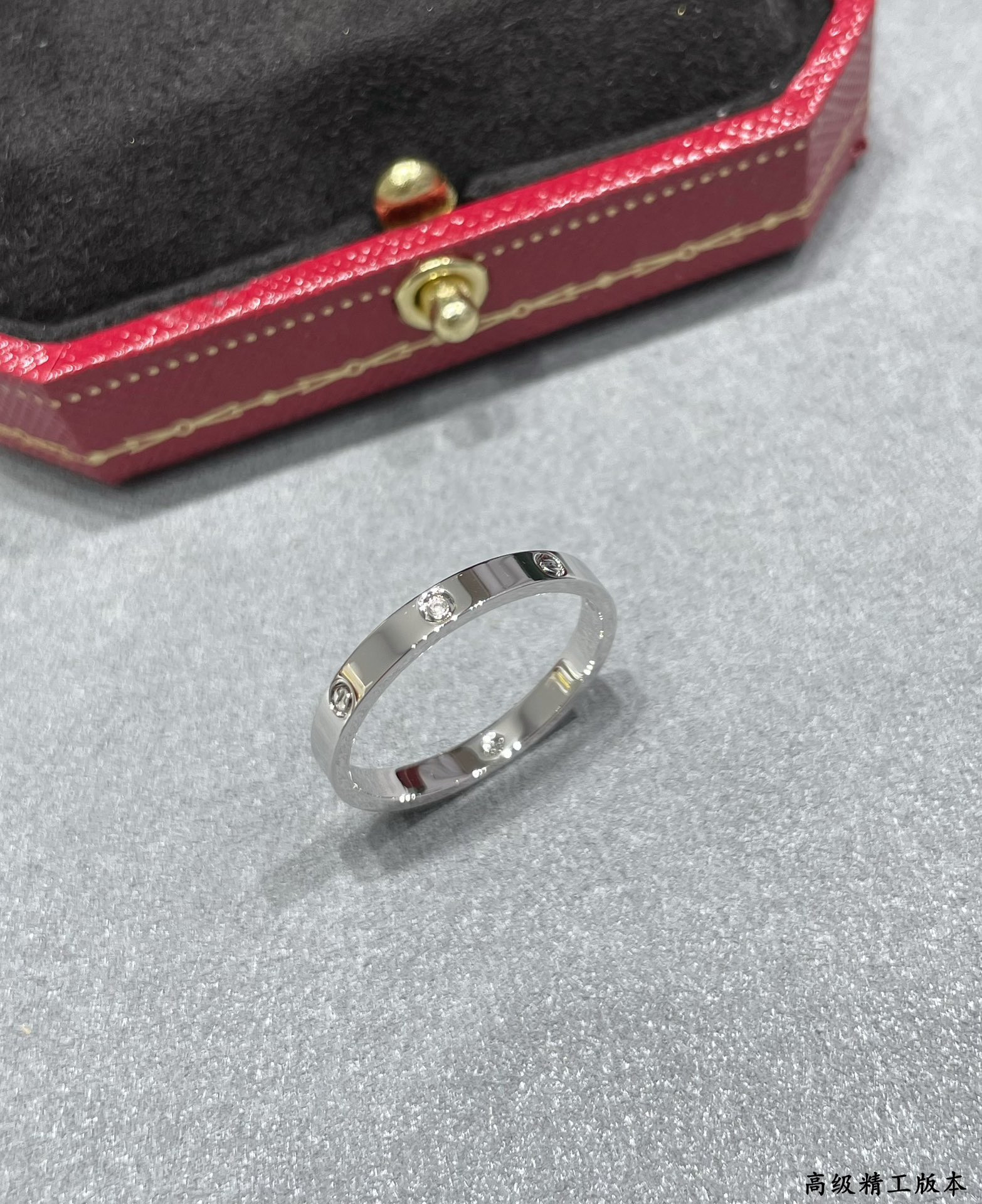Ca*t*er narrow version four diamond love ring
