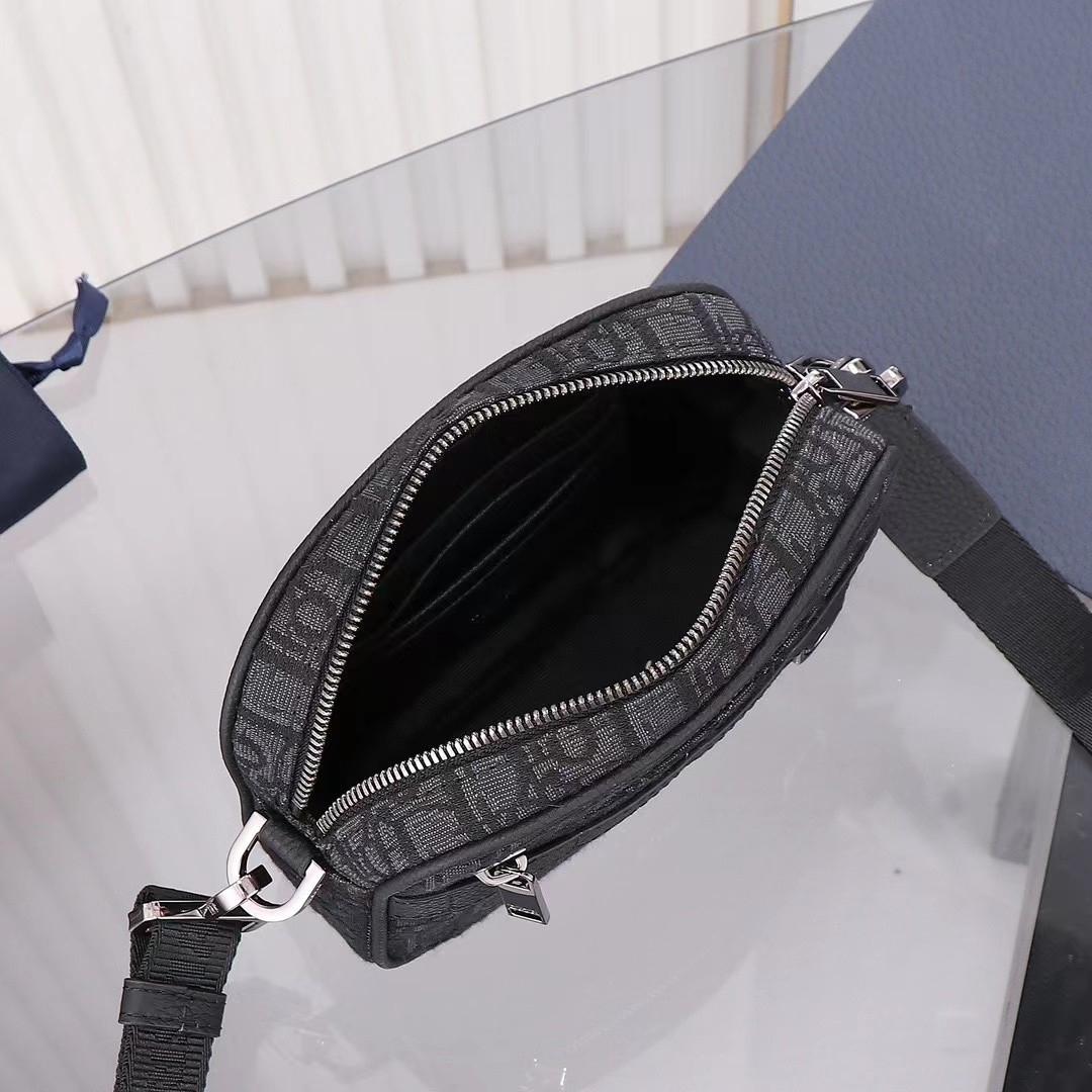 D*0r Mini Safari Bag with Strap Black D*0r Oblique Jacquard 6.5 x 5 x 1.5 inches