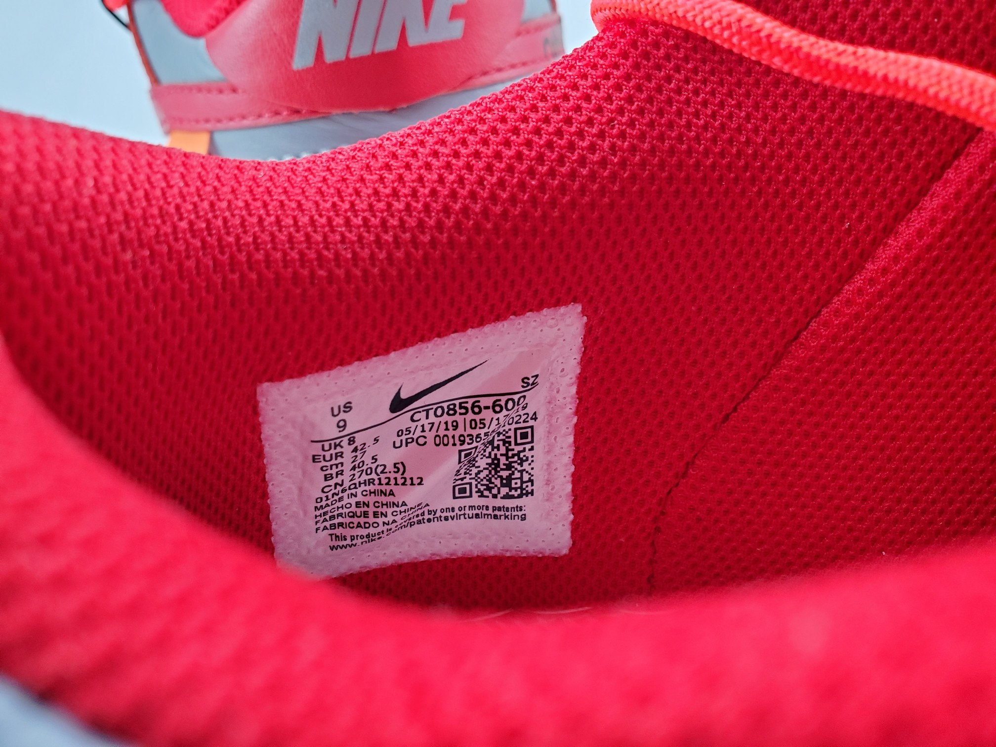 Nike Dunk Low Off-White University Red