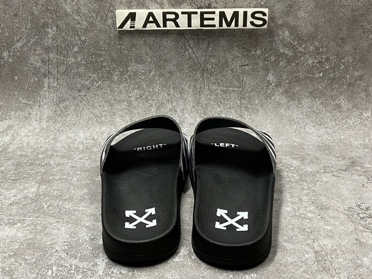 OFF-WHITE Spray Stripes Slide Black White (No Shoe Box)