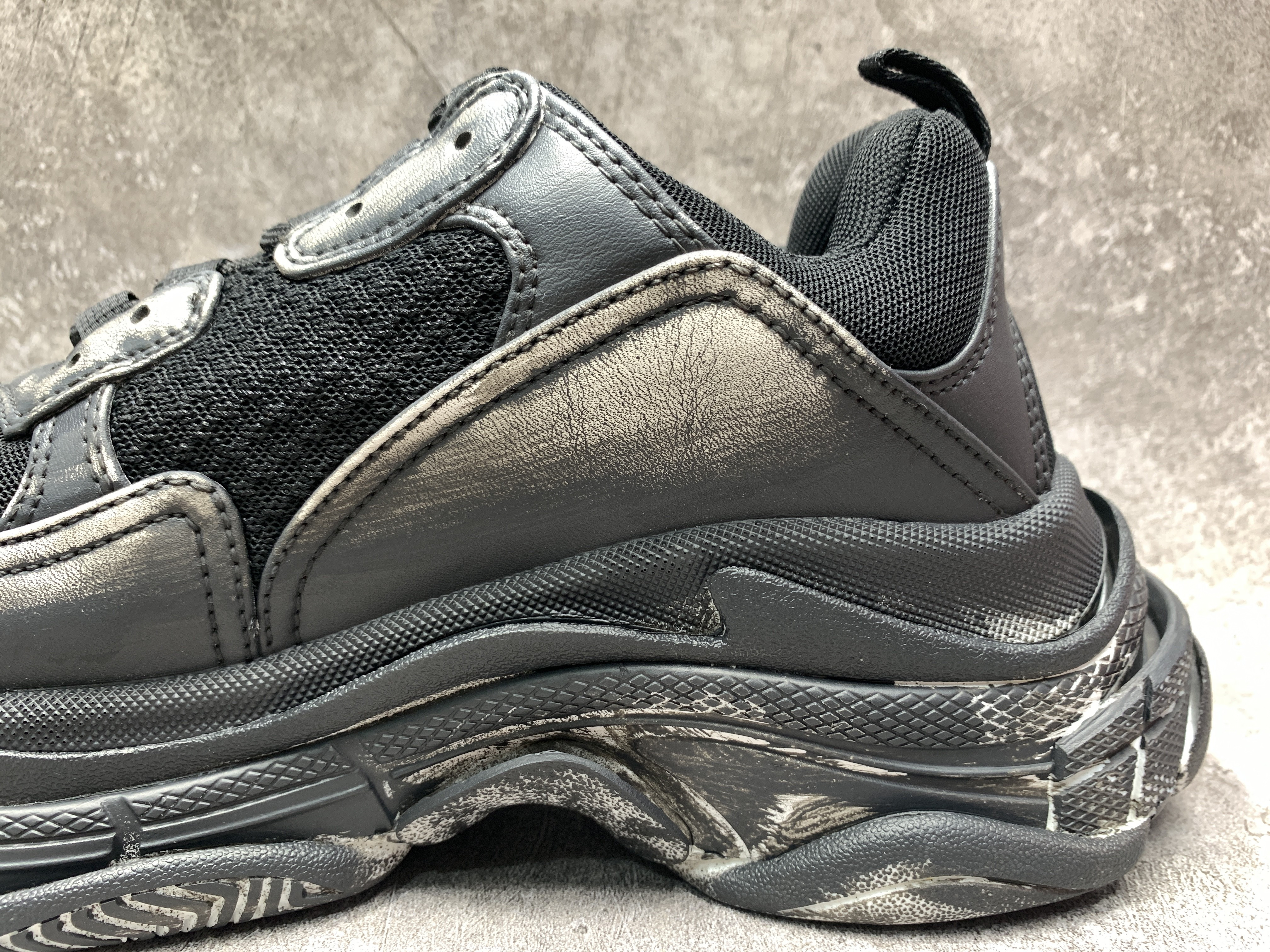 Balenciga Black Faded Triple S Sneakers
