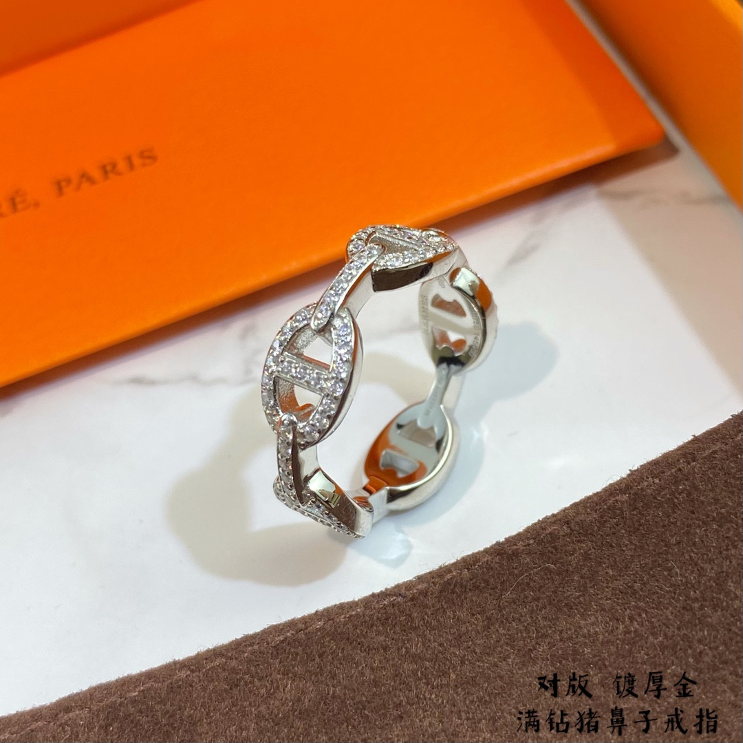 Hermès fully diamond-encrusted Collier de Chien Ring