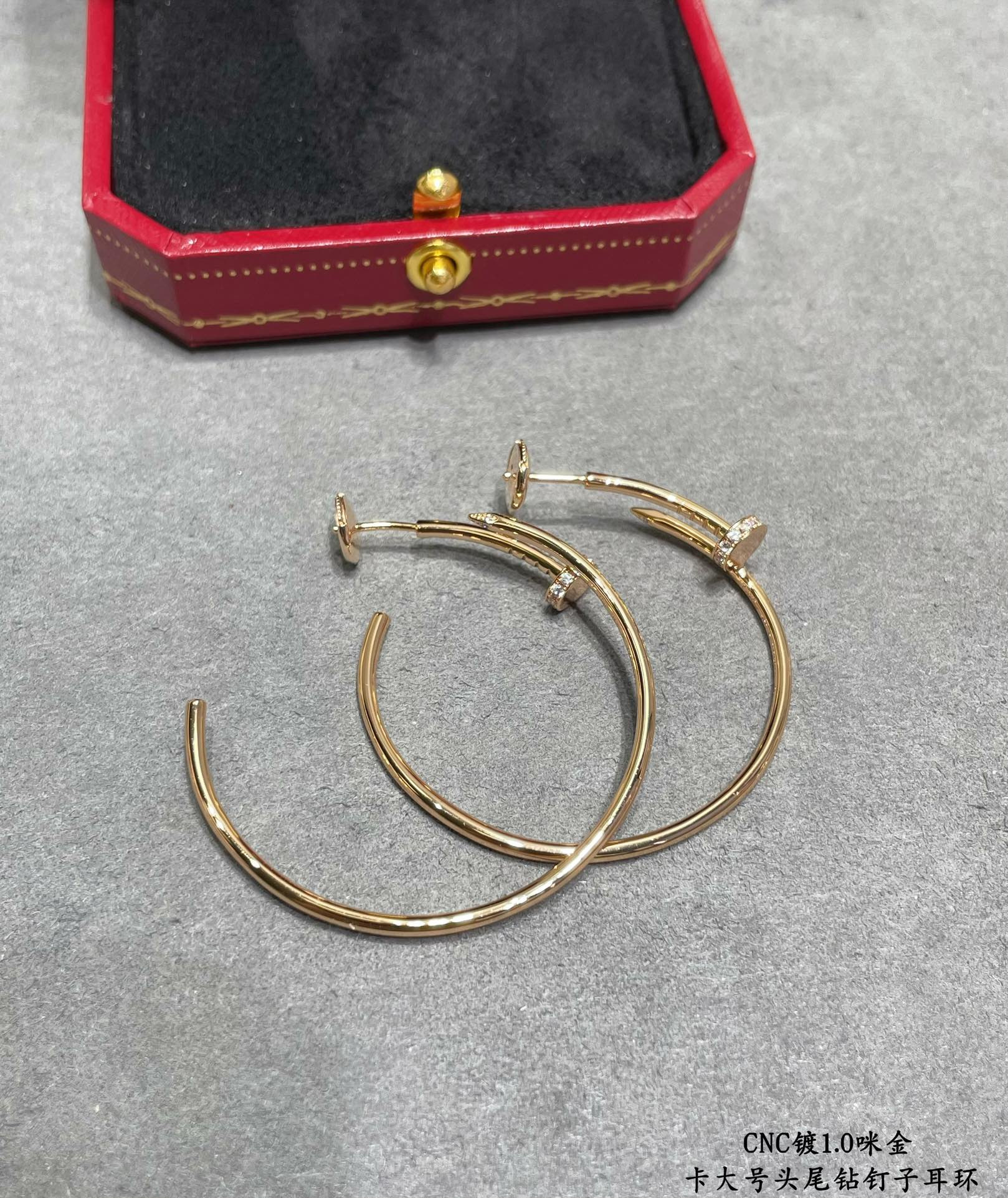 Ca*t*er Large size head and tail diamond nail Earrings