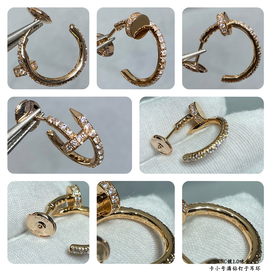 Ca*t*er Fully diamond-encrusted small nail Earrings