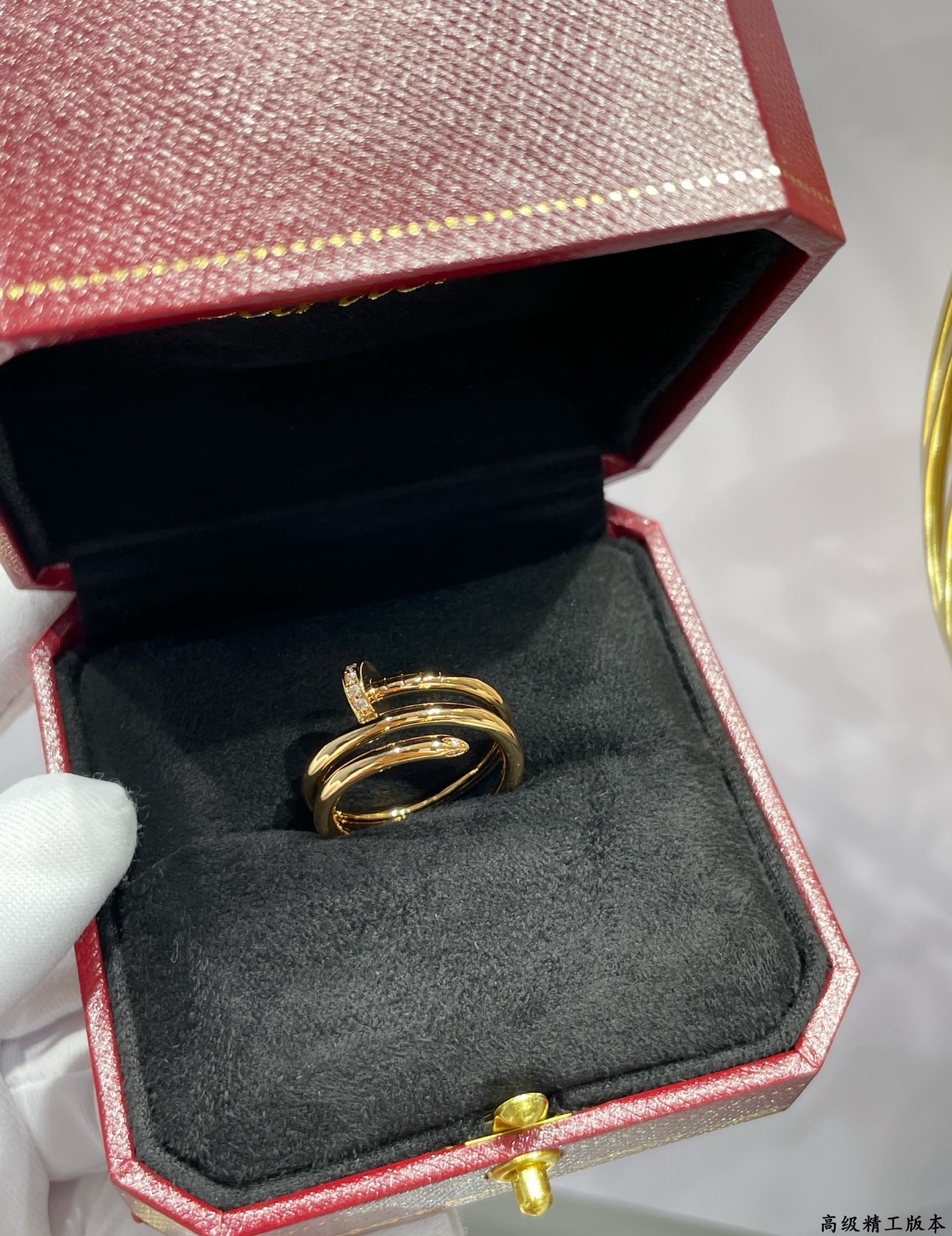 Ca*t*er Three-ring head and tail diamond nail ring