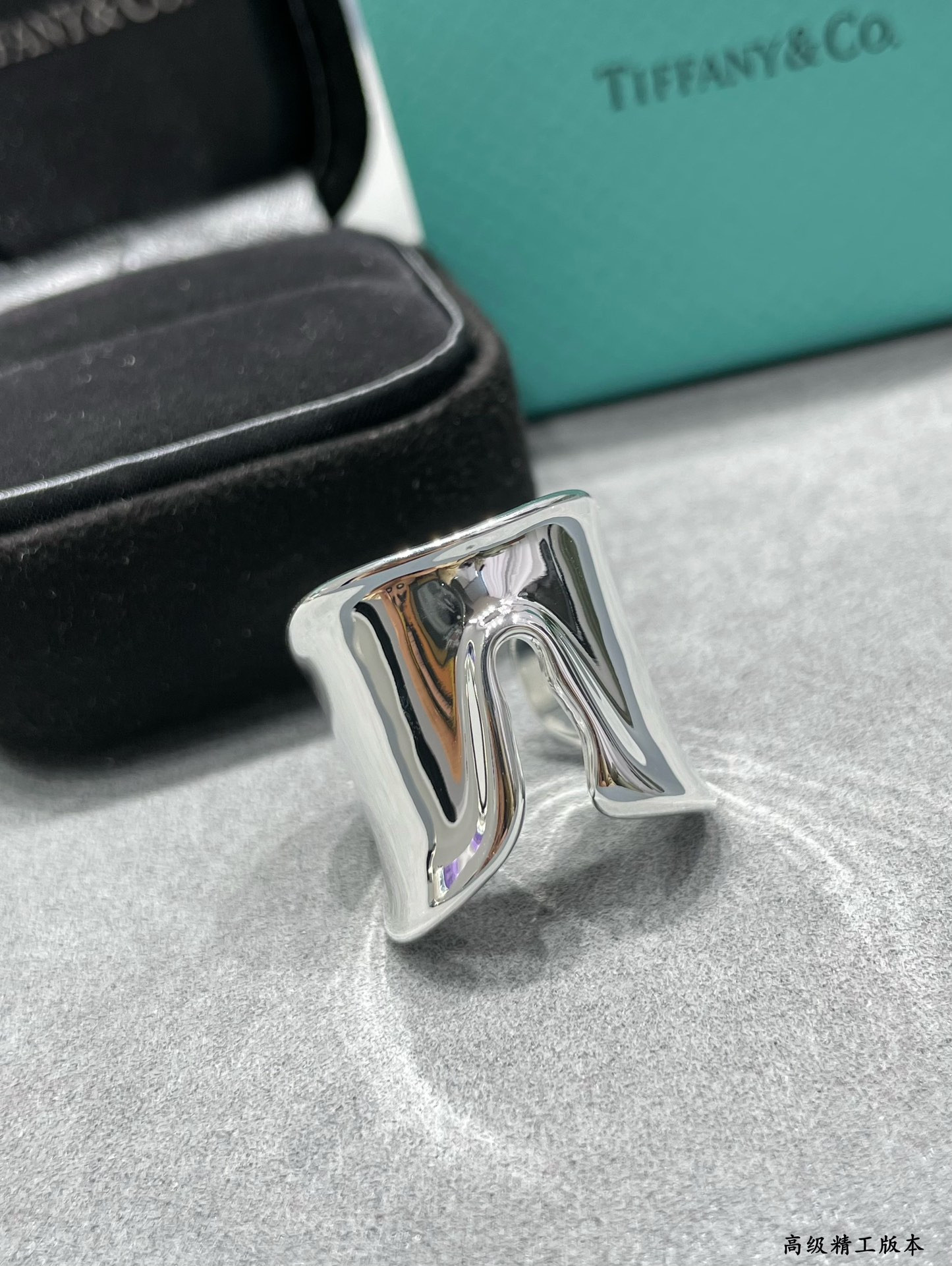 T*f*ny & Co. Hardware Extra Wide Sterling Silver Ring Ag925