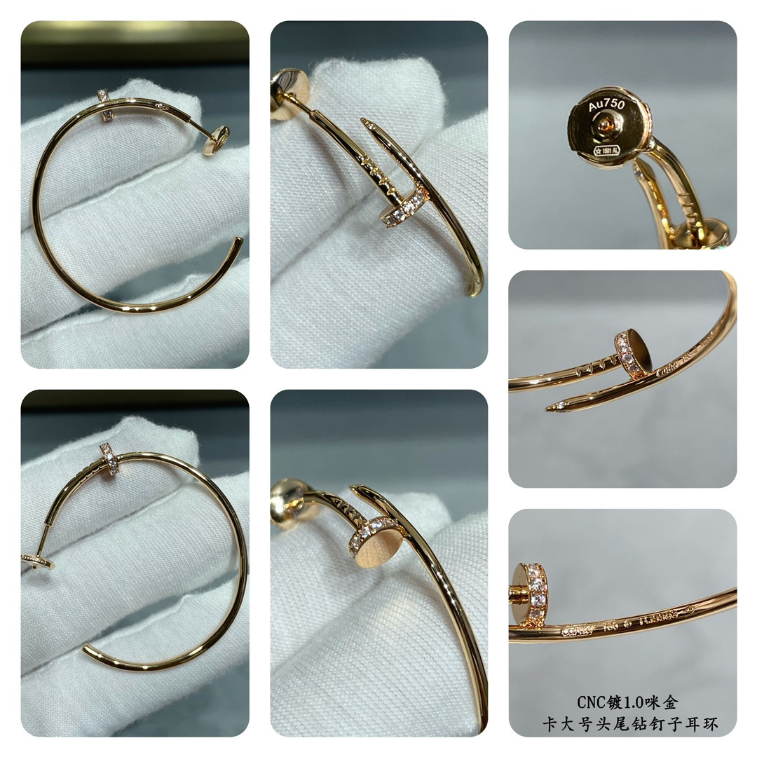 Ca*t*er Large size head and tail diamond nail Earrings