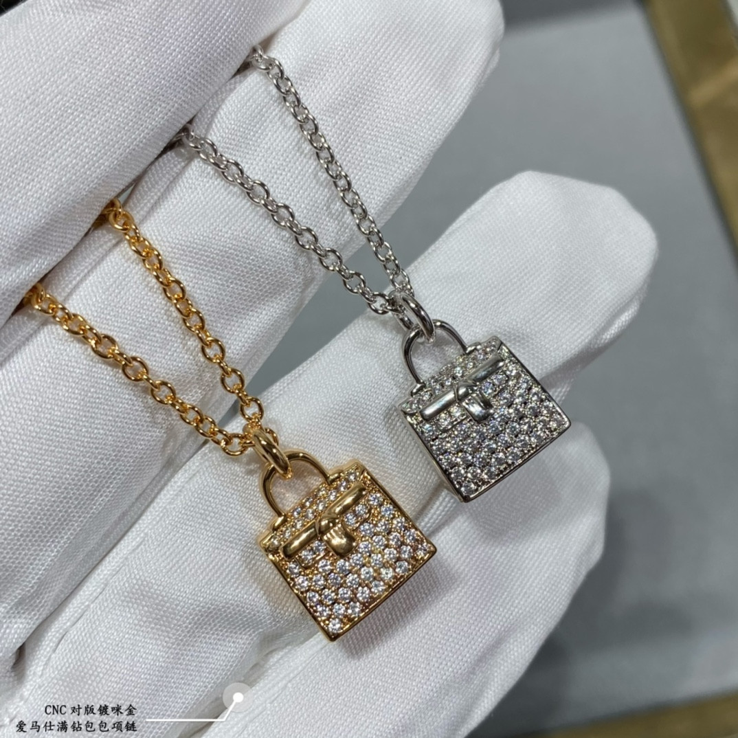 Hermès Fully Diamond-Encrusted Bag Necklace