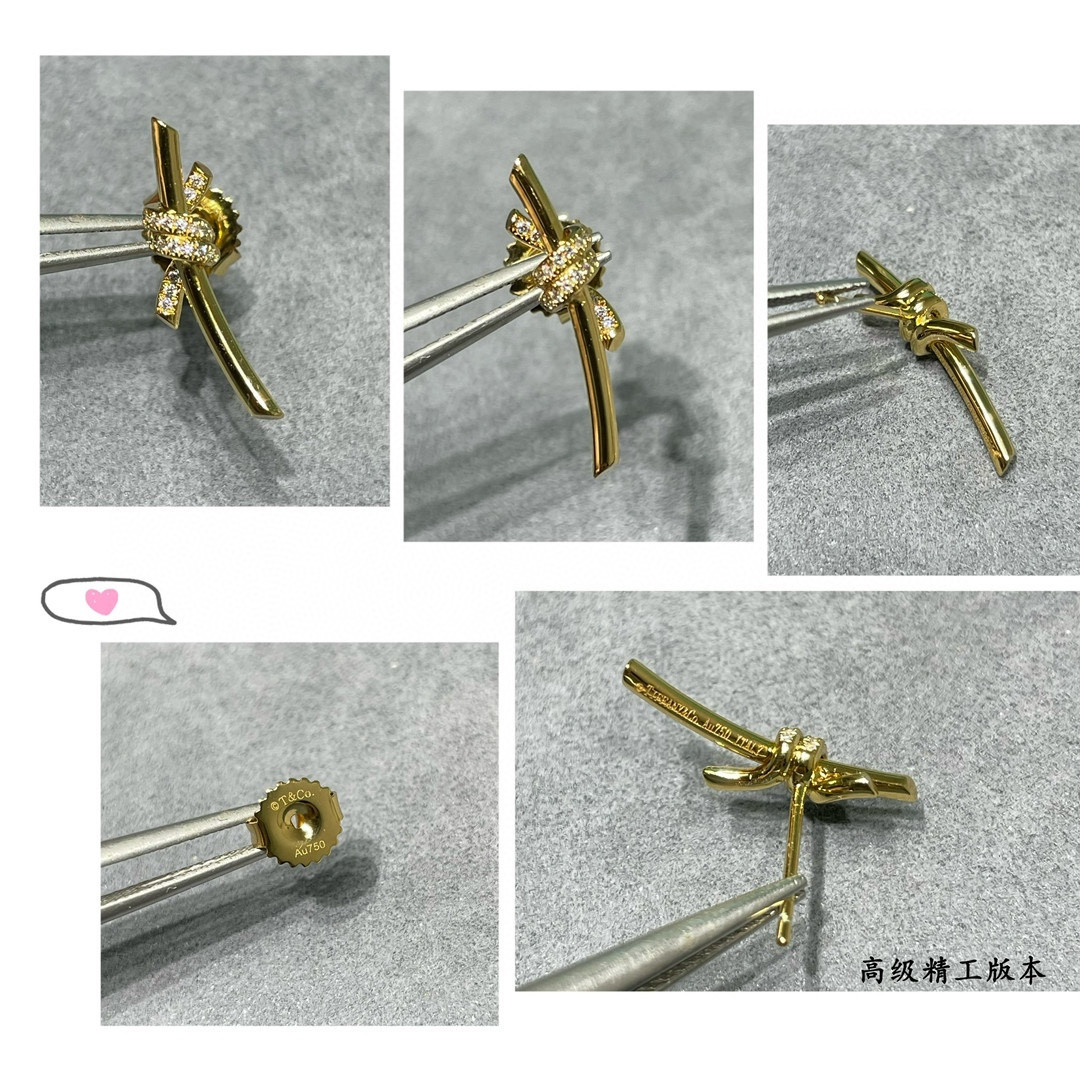 T*f*ny & Co. Half-Diamond T Wire Knot Stud Earrings