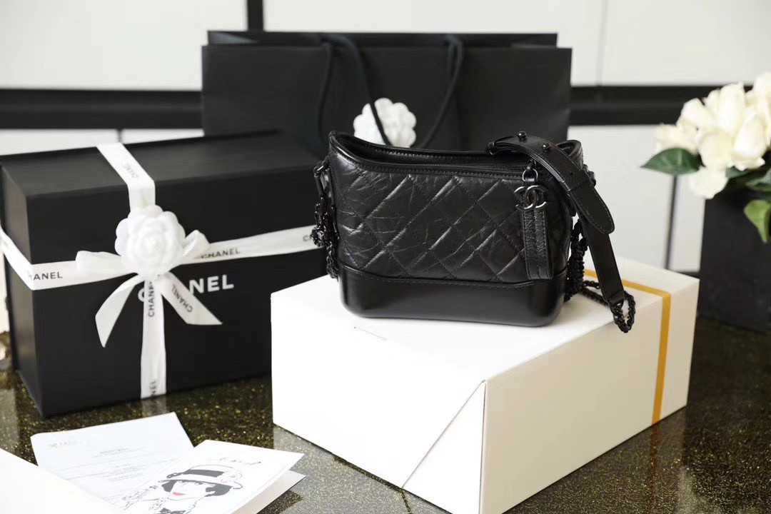 Ch*el small Gabrielle bag all black 20cm