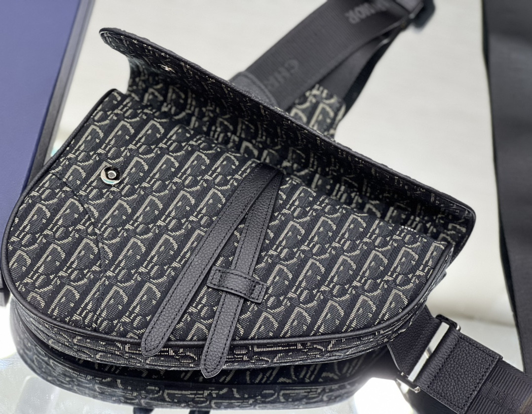 Ch**an D*0r Saddle Crossbody Bag Oblique Canvas 26 x 19 x 4.5 cm