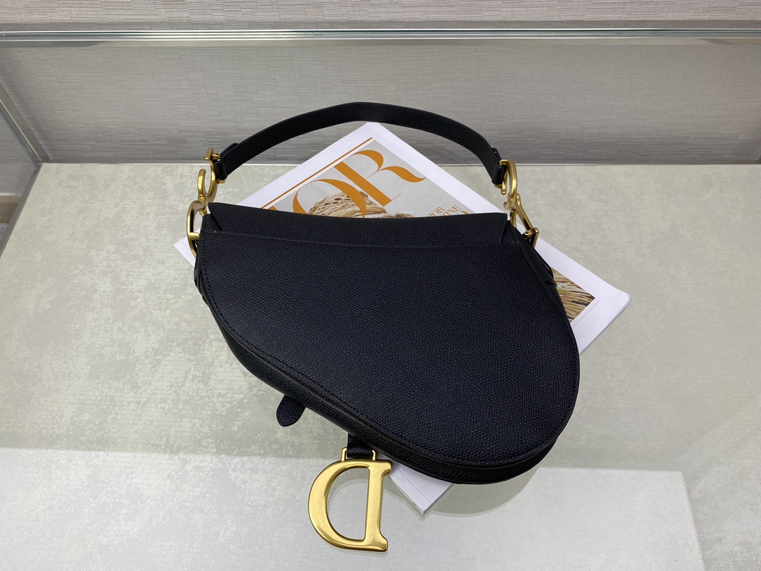 D*0r Saddle Bag Indigo Black Grained Calfskin 25.5x20x6.5cm