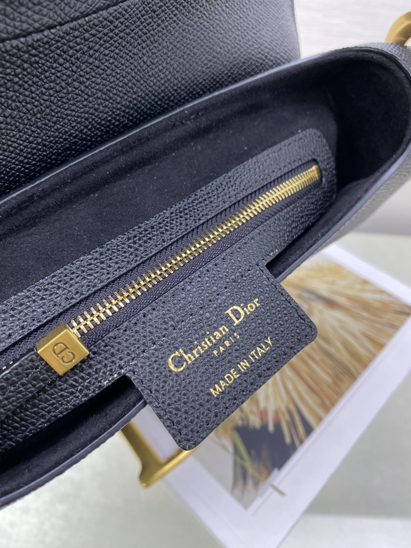 D*0r Saddle Bag Indigo Black Grained Calfskin 25.5x20x6.5cm