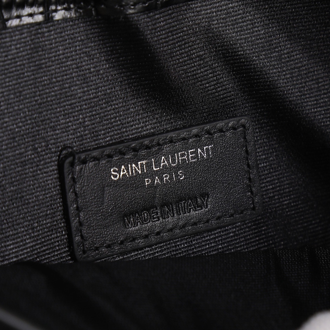 Y*L UPTOWN POUCH IN CROCODILE-EMBOSSED SHINY LEATHER BLACK 10.6 X 6.2 X 0.7 INCHES