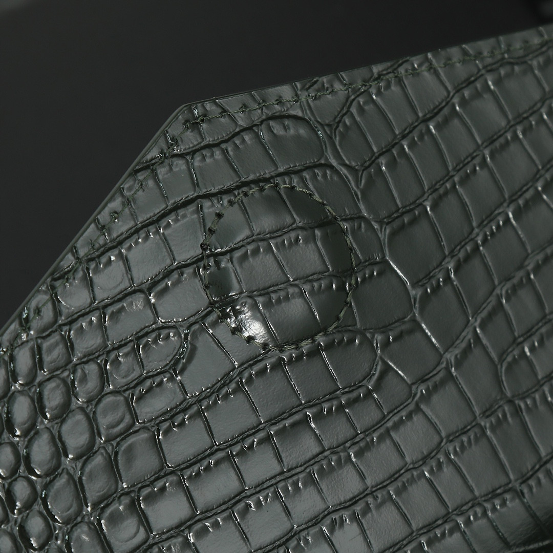 Y*L UPTOWN POUCH IN CROCODILE-EMBOSSED SHINY LEATHER BLACK 10.6 X 6.2 X 0.7 INCHES